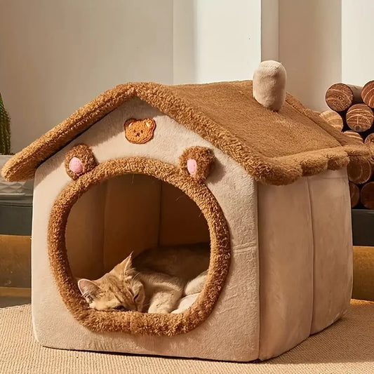 Foldable Pet House Removable Washable Cat Bed for Small Pets