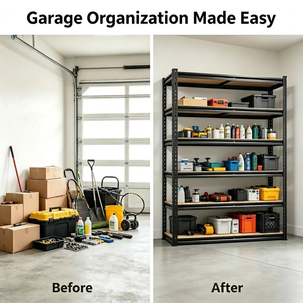 Heavy Duty 5-Tier Metal Storage Rack With MDF Shelves