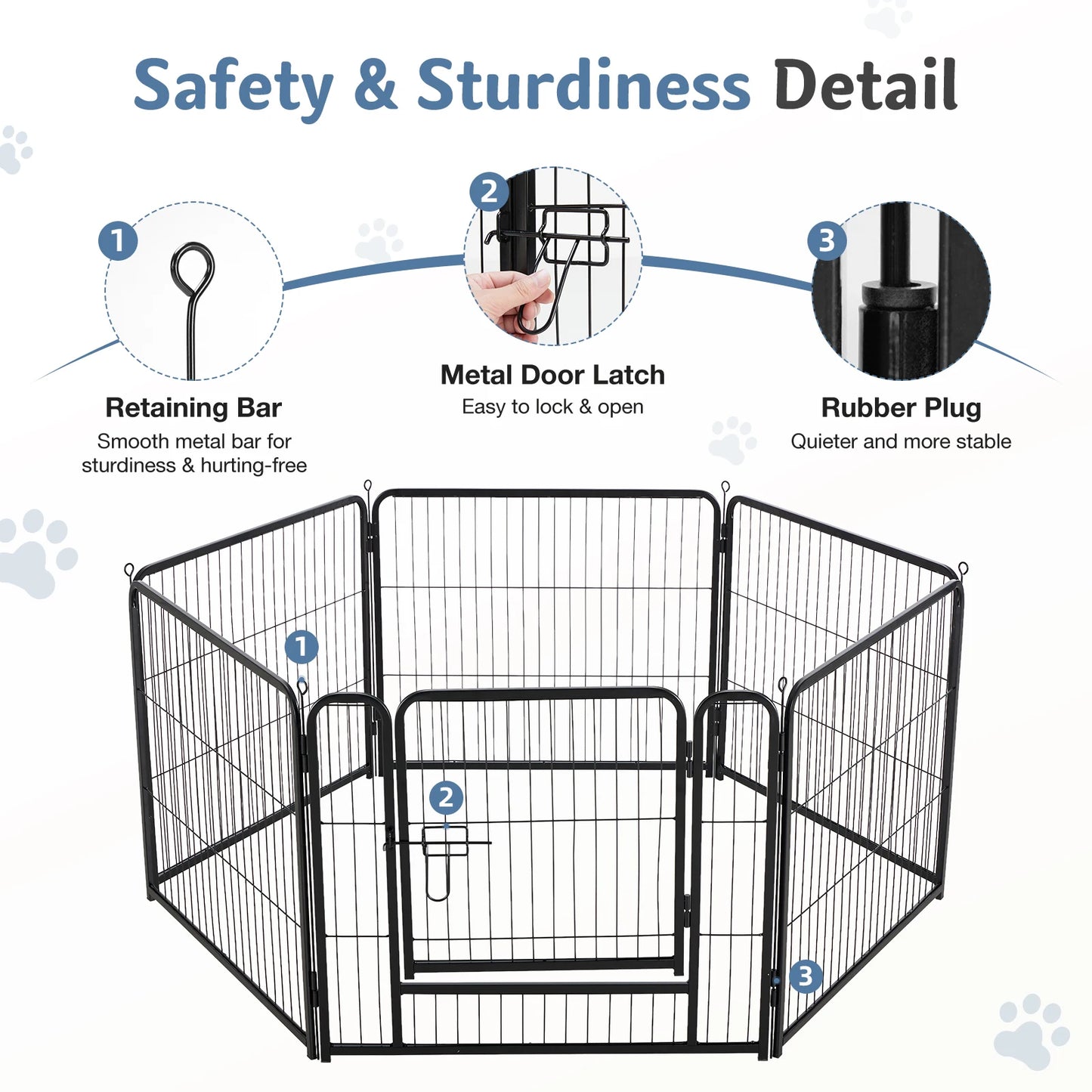JHK Six Panel Metal Dog Playpen Pet Fence For Indoor Outdoor Use