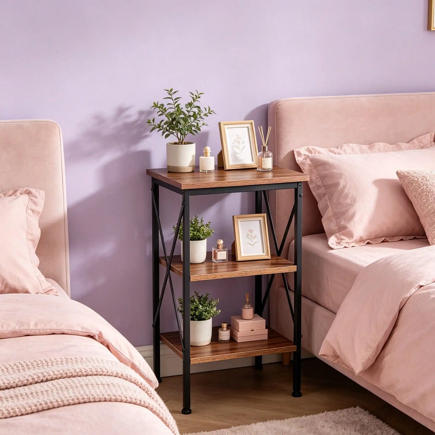 3 Tier End Table With Storage Shelves Bedroom Living Room