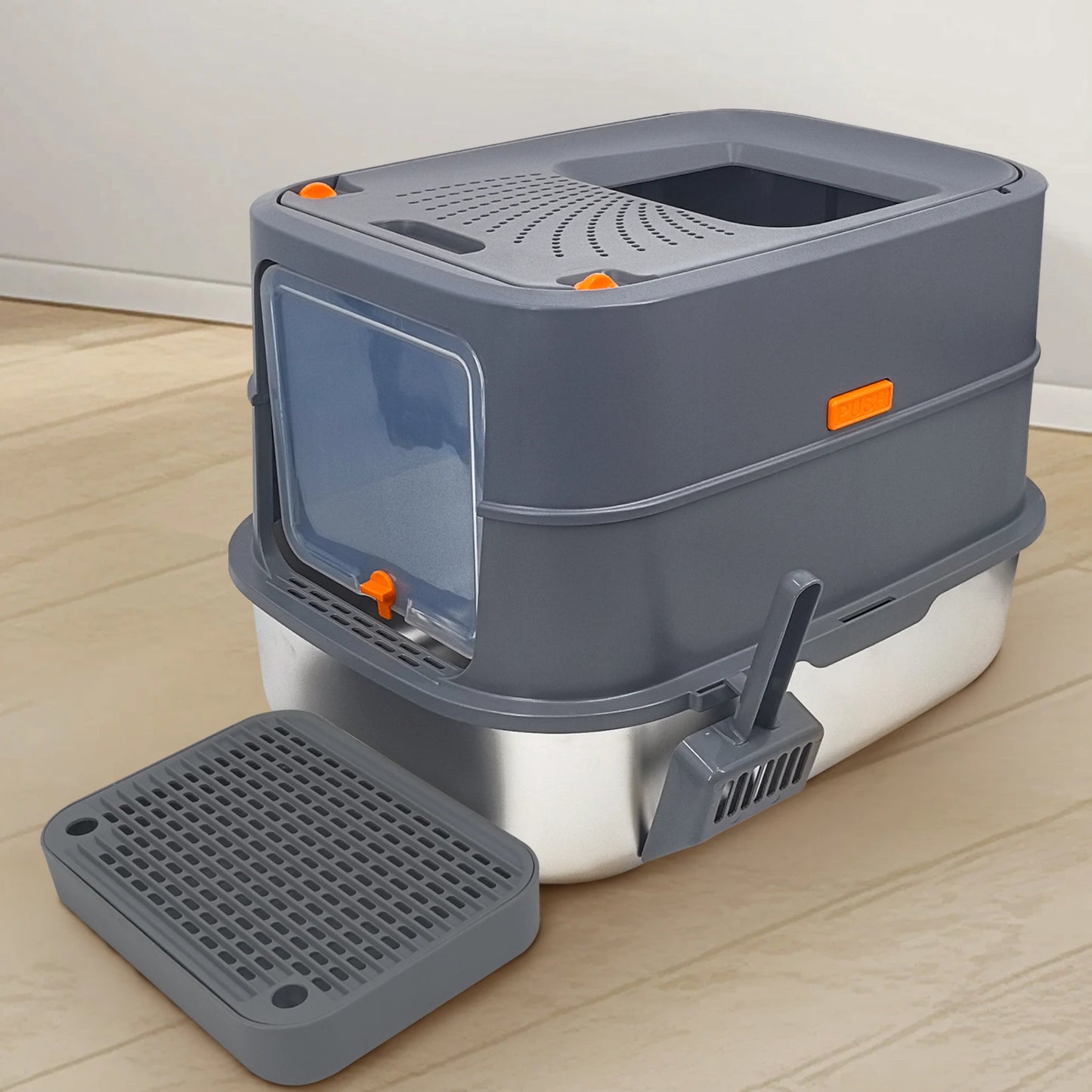 Large Enclosed Cat Litter Box With Lid And High Sides