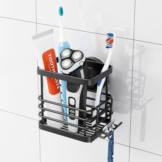 Suction Cup Toothbrush Holder Stainless Steel No Drilling Organizer