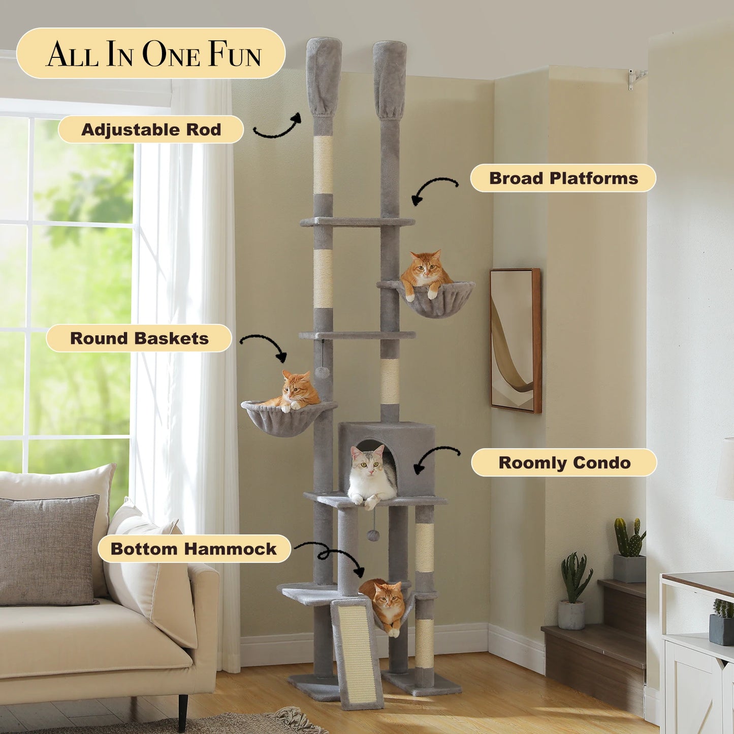 PAWZ Road Cactus Cat Tree With Scratching Posts And Condos