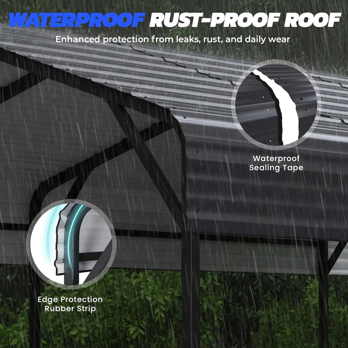 Heavy Duty Metal Carport With Galvanized Roof And Base