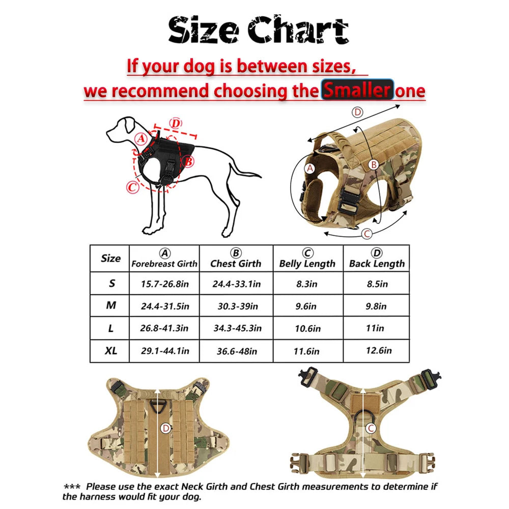 Tactical Dog Harness Leash Set for Large Dogs No Pull