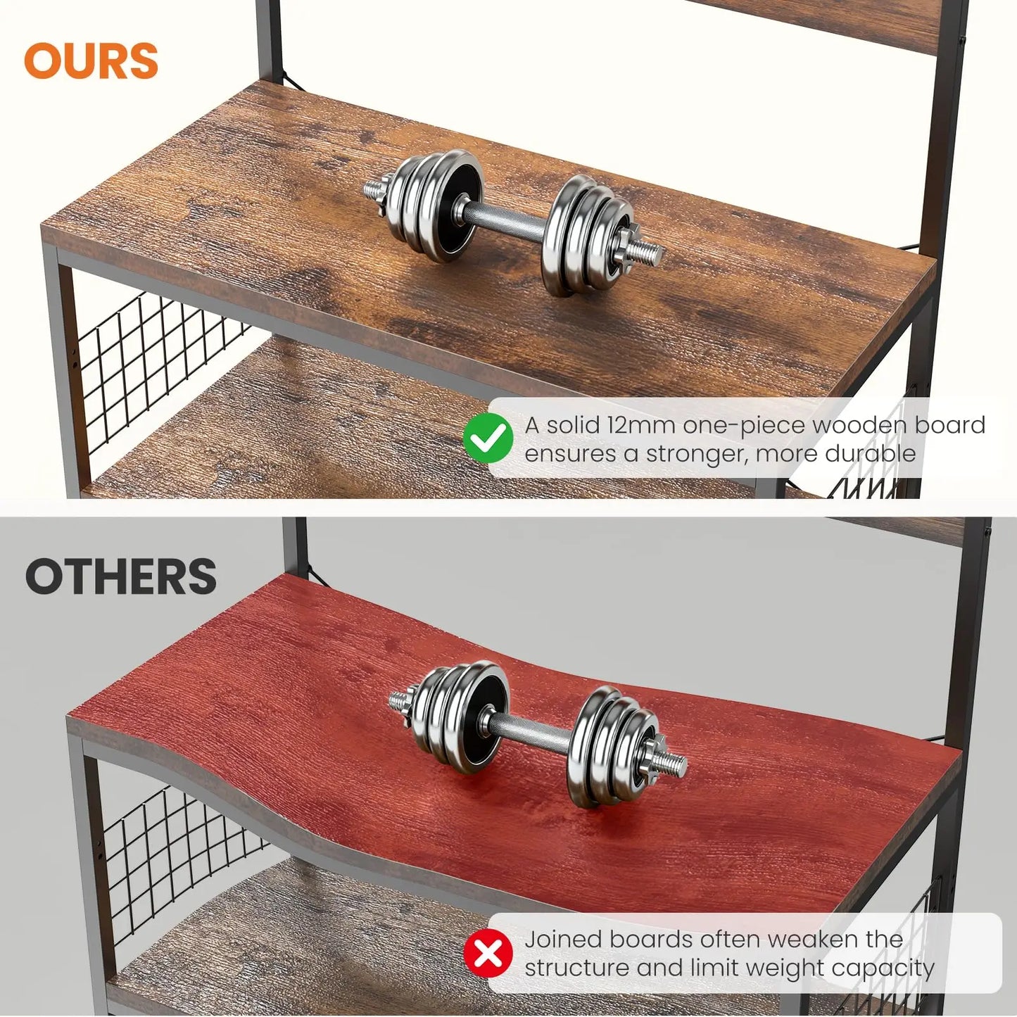 JHK Kitchen Bakers Rack With Power Outlet 4 Tier Microwave Oven Stand