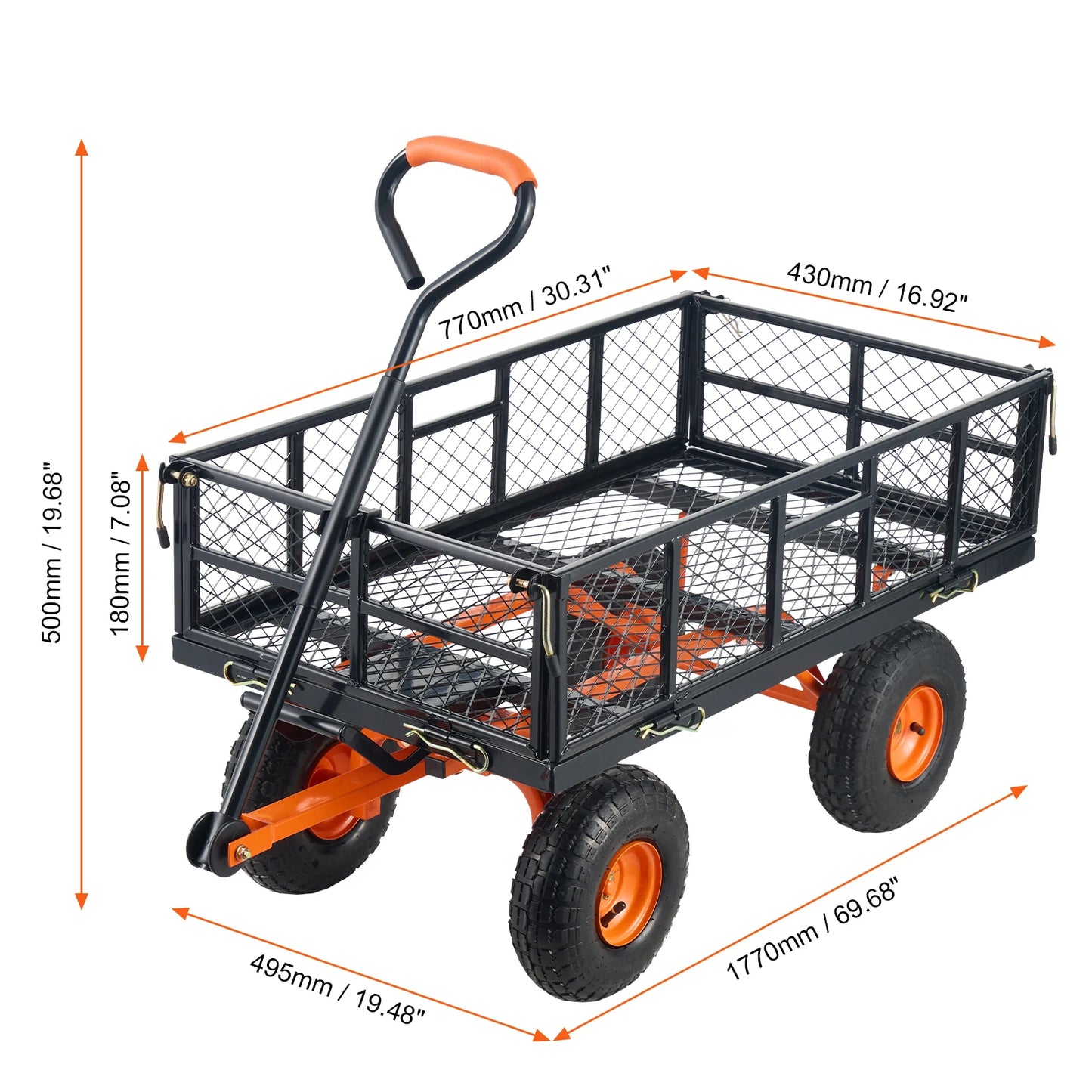 SucceBuy Garden Cart Sturdy Utility Wagon Dump Cart 400/880 Lbs