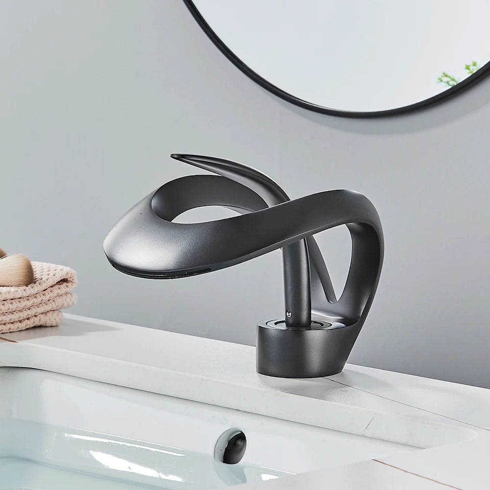 Rozin Waterfall Basin Faucet Deck Mounted Hot Cold Mixer Tap