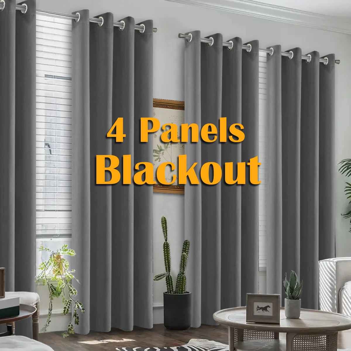 Blackout Curtains 4-Pack Heat Insulated for Bedroom and Living Room