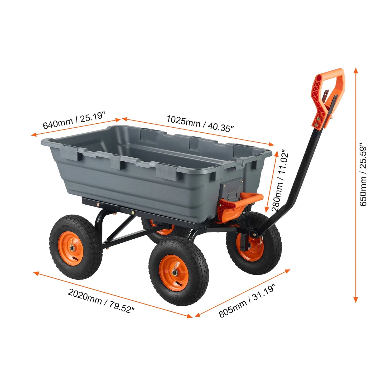SucceBuy Poly Garden Dump Cart With Steel Frame Heavy Duty