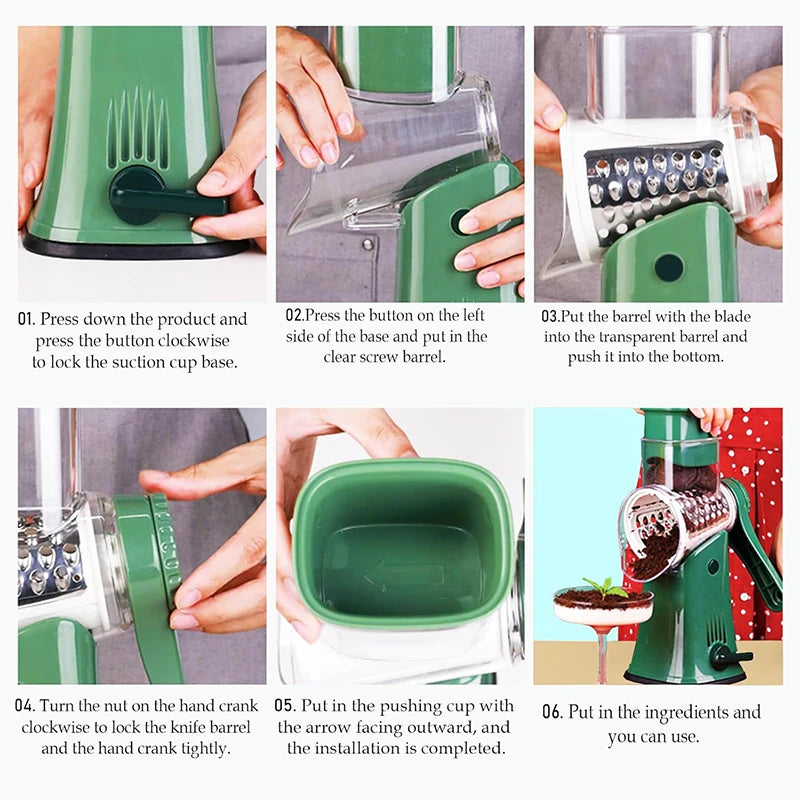 LMETJMA Rotary Cheese Grater And Vegetable Slicer