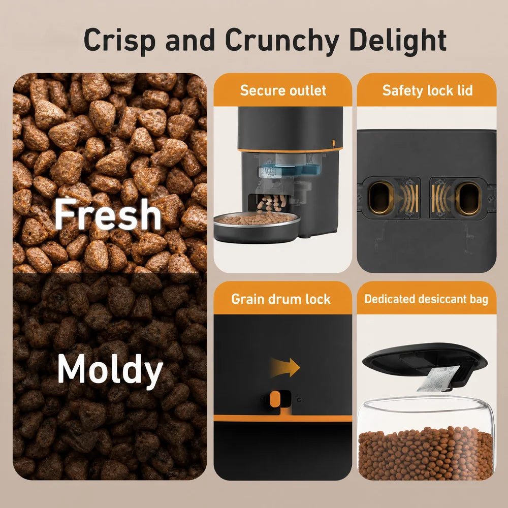 Nityers 4L Automatic Cat Feeder With Key Control System