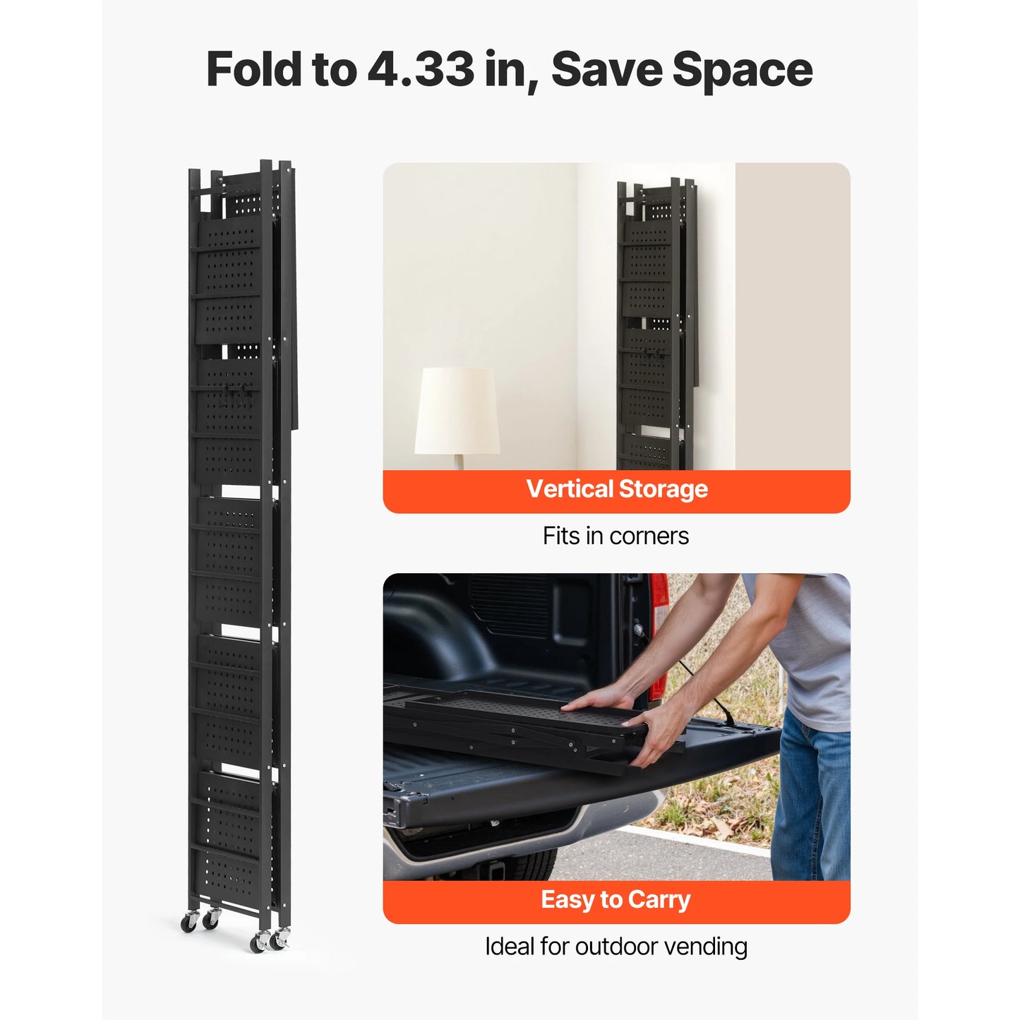 SucceBuy 6 Tier Foldable Storage Shelf With Wheels For Garage
