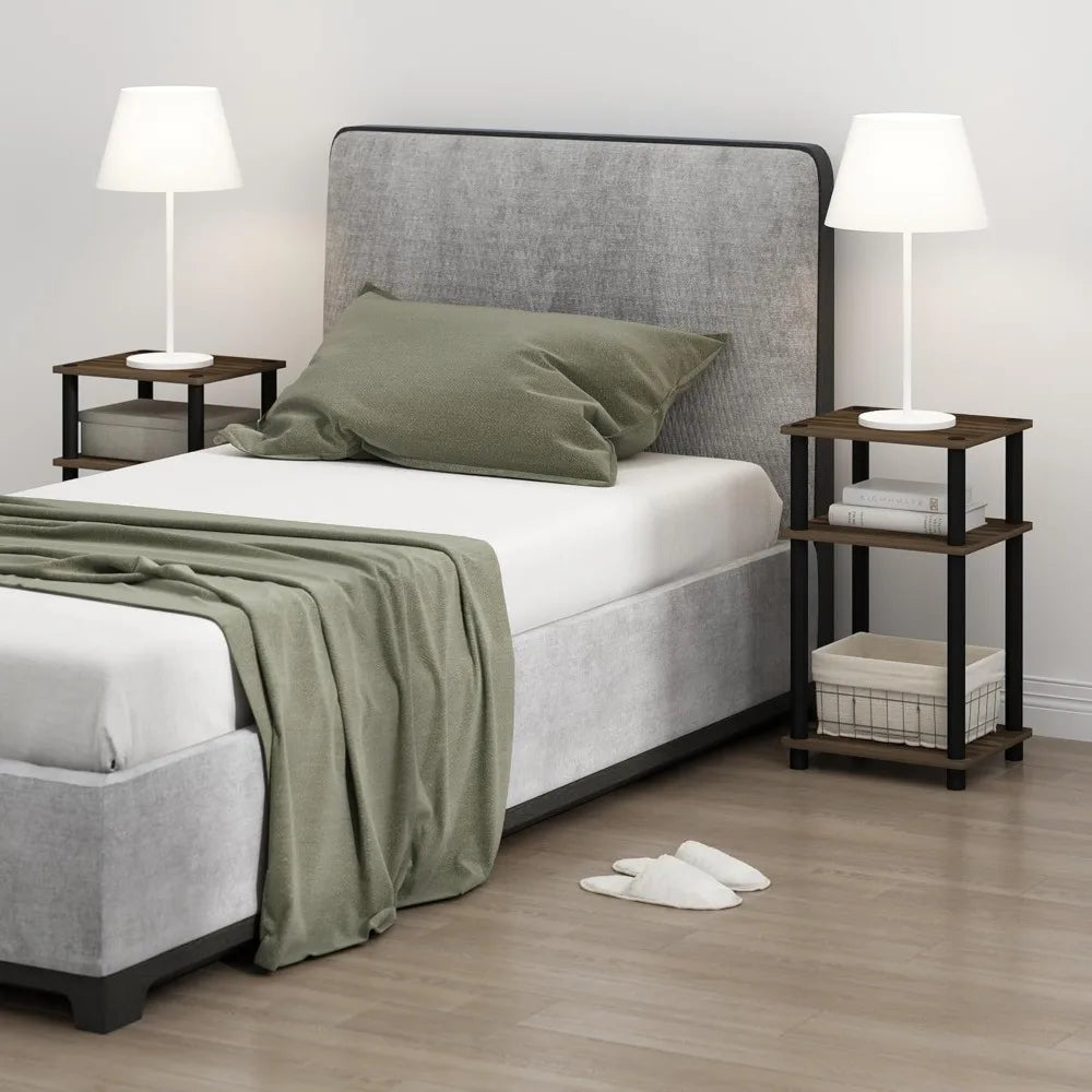 NBVCX Three Tier Open Storage Nightstand Rectangular