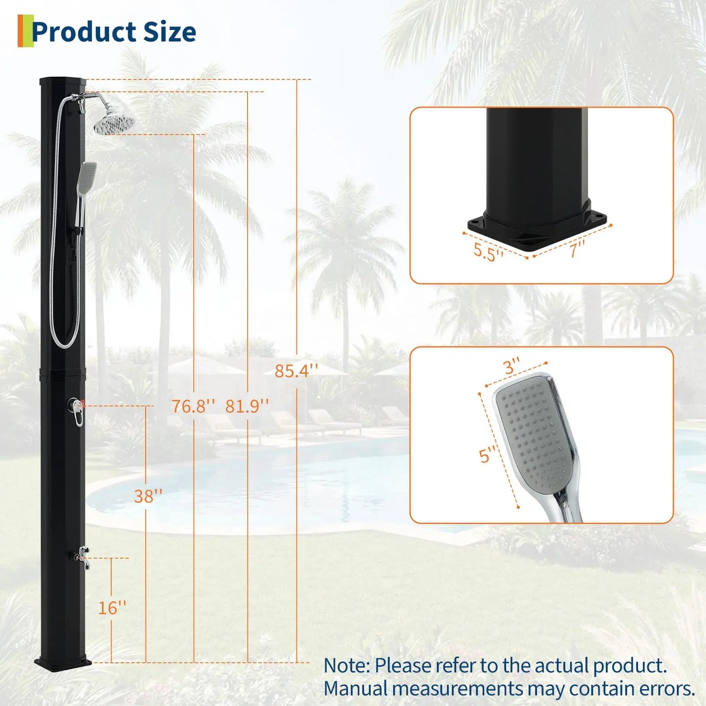 HiMISS Solar Heated Freestanding Pool Shower Outdoor Kit