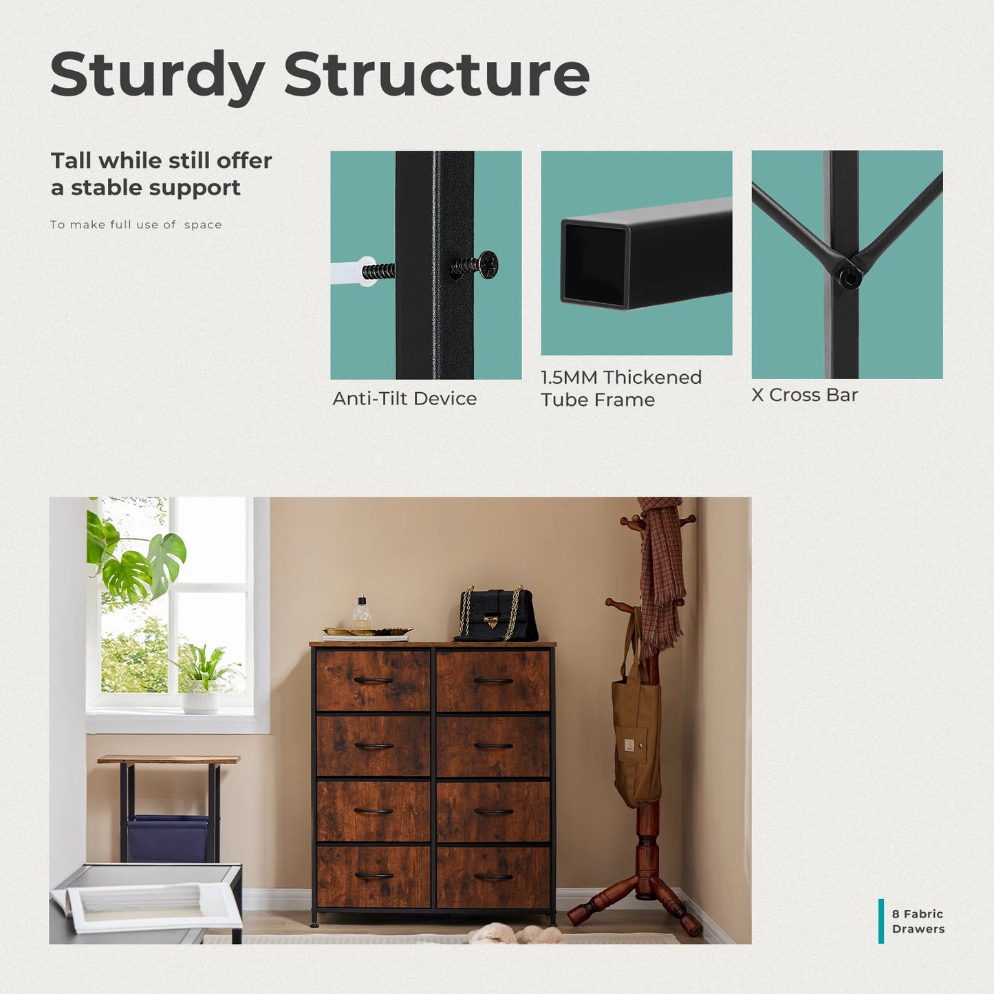 MCQ 8 Drawer Cabinet For Living Room Storage Organizer