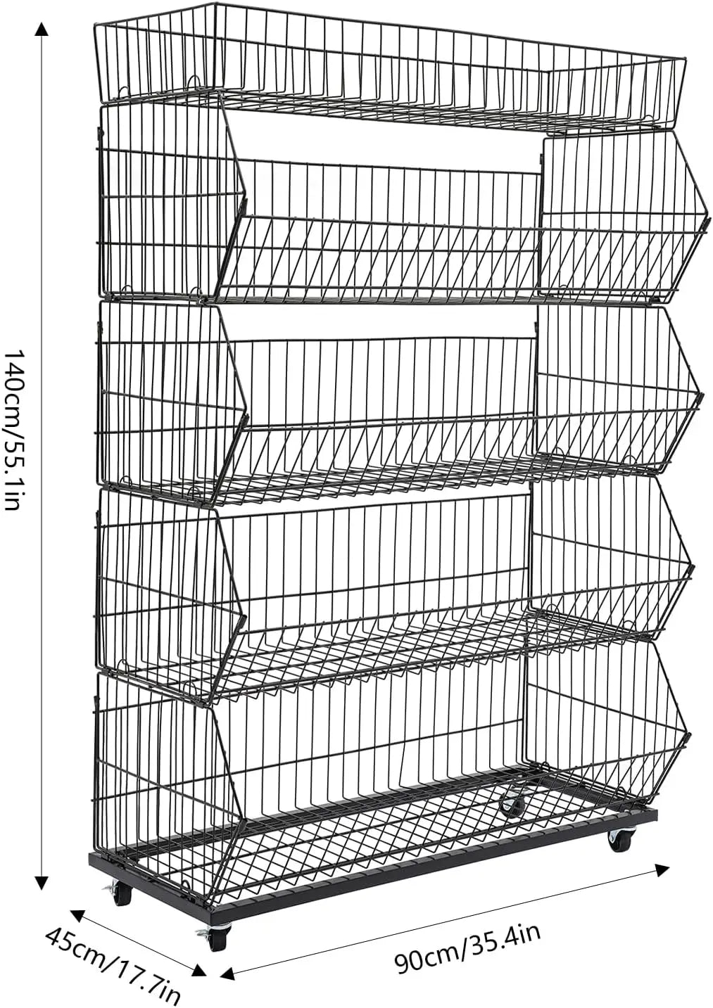 5-Tier Wire Metal Mobile Storage Shelf For Home Market