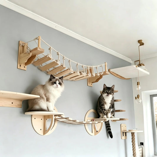 Wall Mounted Cat Bridge With Sisal Rope For Indoor Cats