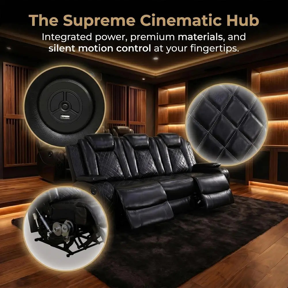 Leather 3-Piece Power Reclining Sofa Set with USB and Storage