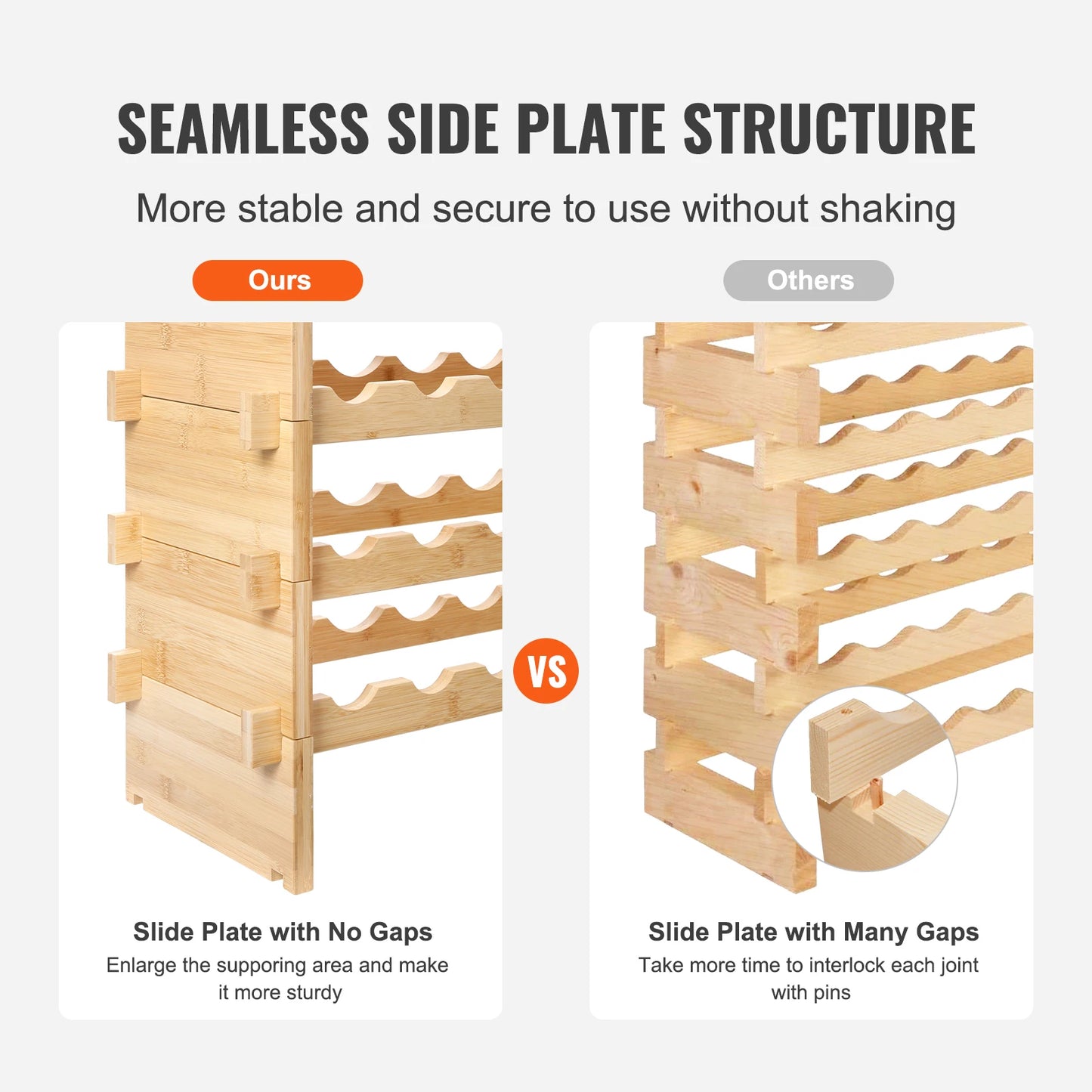 SucceBuy Eight Tier Bamboo Stackable Wine Rack