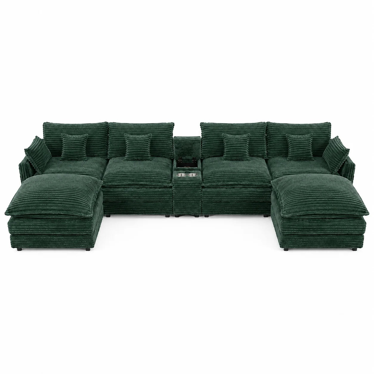 7-Piece U Shaped Modular Sofa Set With Console Coffee Table
