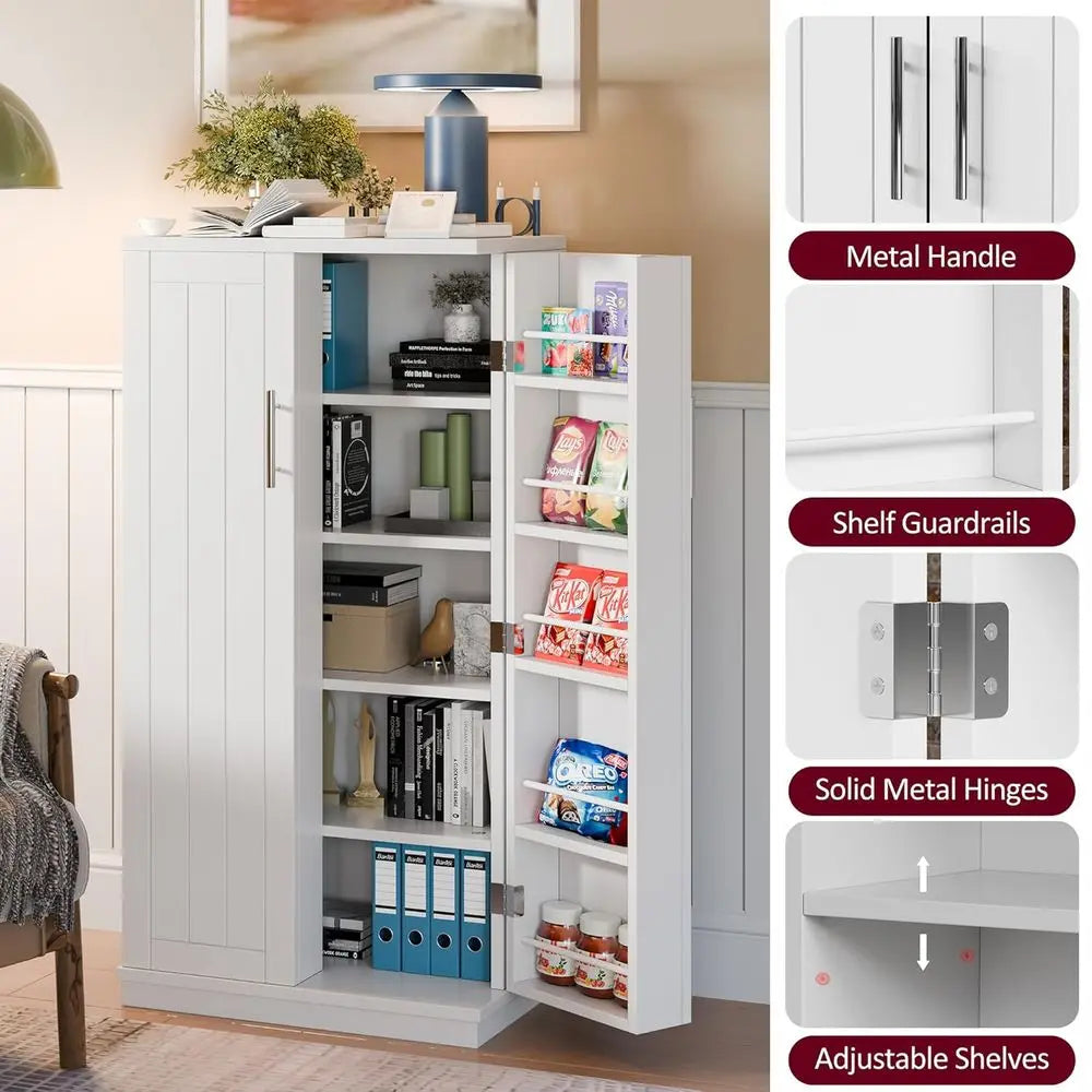 Freestanding Adjustable Shelf Pantry Cabinet For Kitchen And Dining