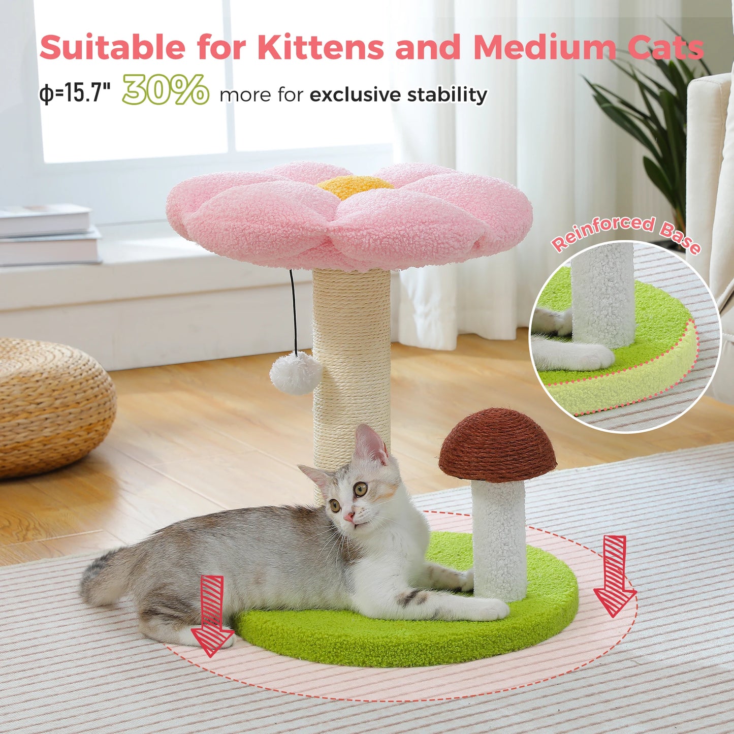 PAWZ Road Double Tier Cat Scratching Post With Removable Flower Bed
