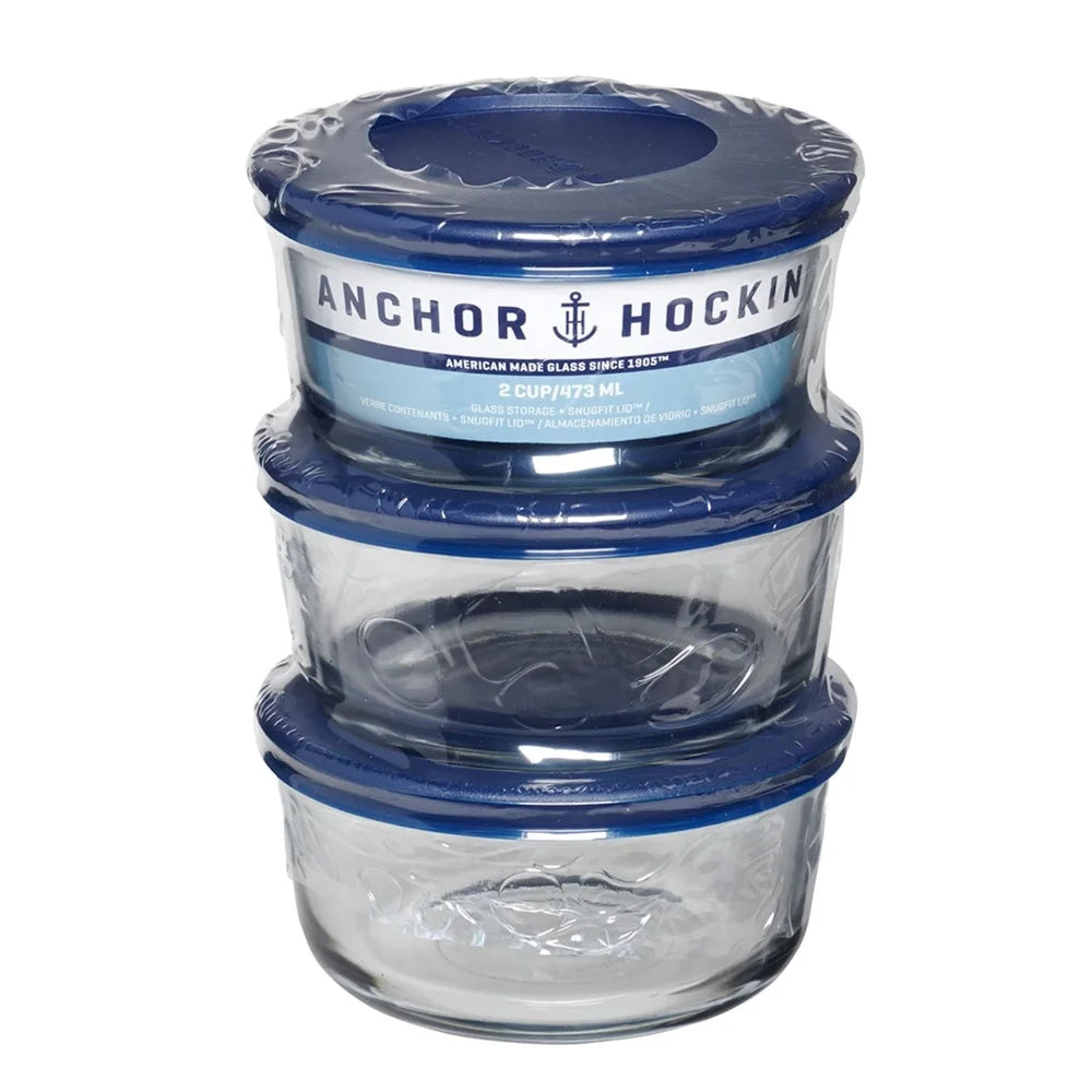 Glass Storage Jars Set of 3 BPA Free Microwave Safe