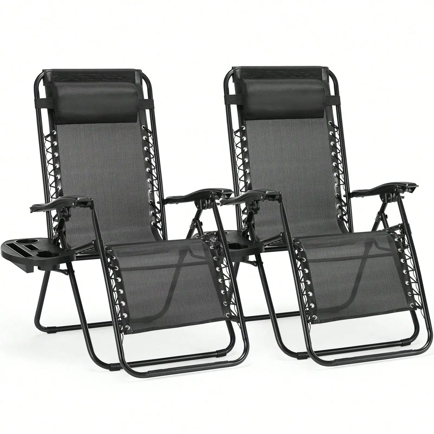 Zero Gravity Lounge Chairs Set of 2 Ergonomic Folding Recliners