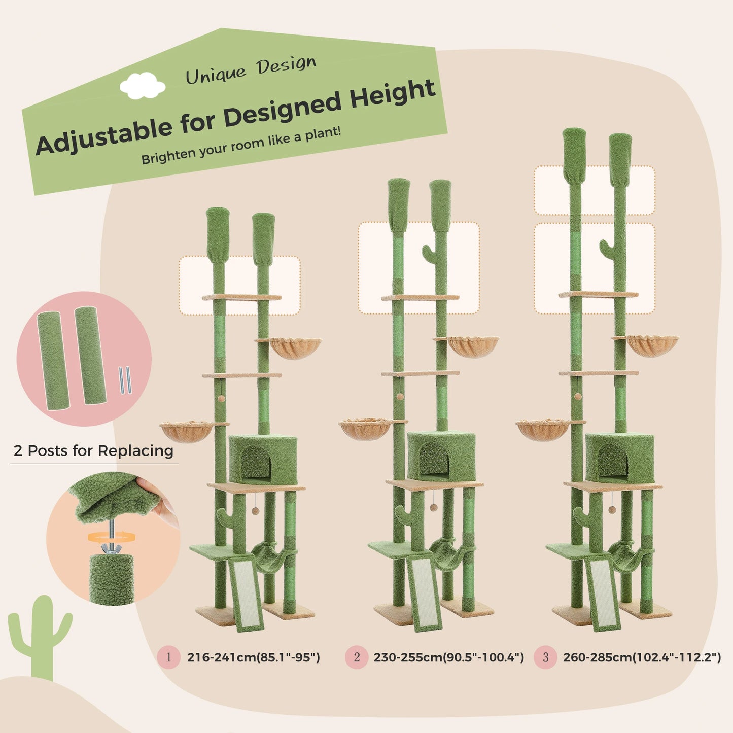 PAWZ Road Cactus Cat Tree With Scratching Posts And Condos