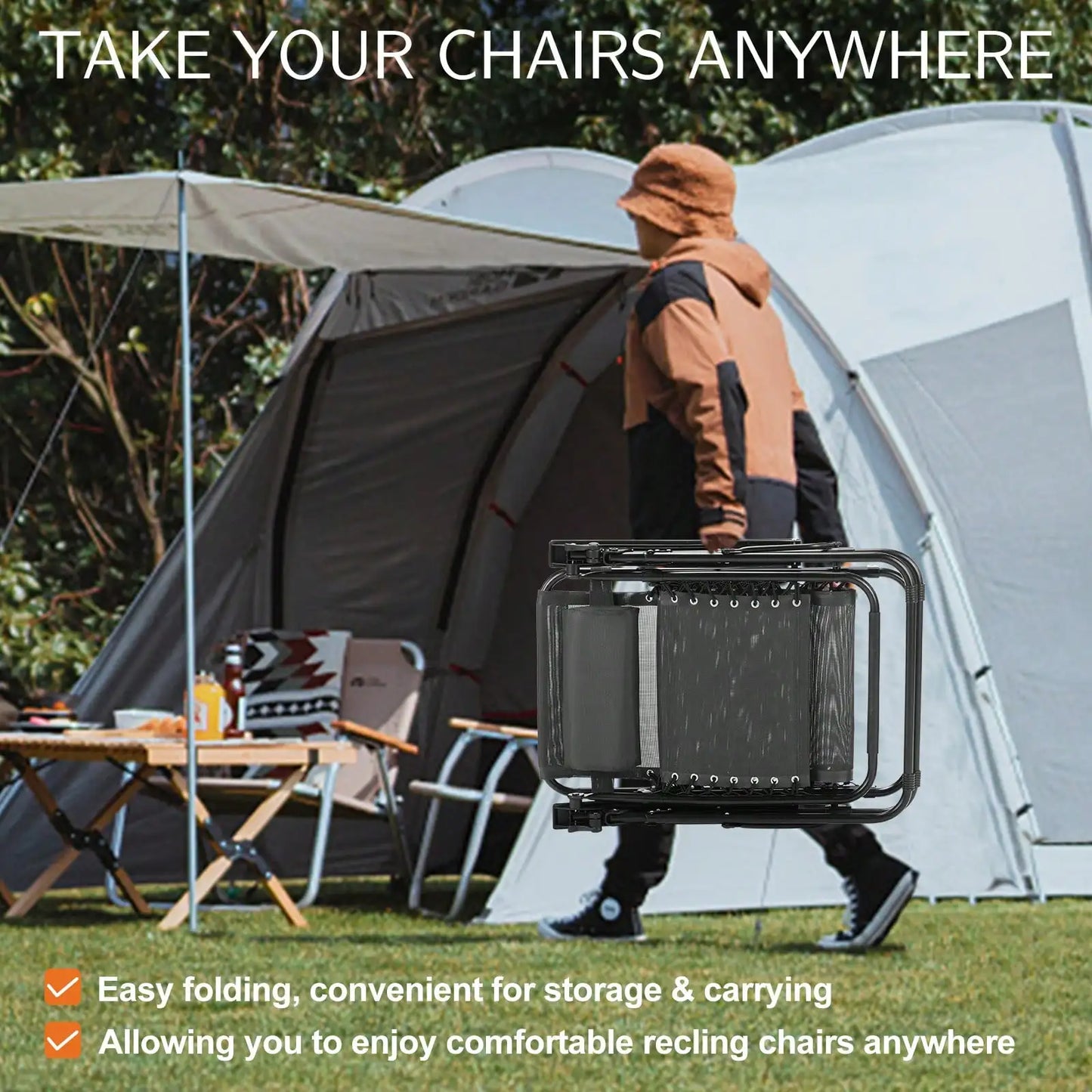 Zero Gravity Lounge Chairs Set of 2 Ergonomic Folding Recliners