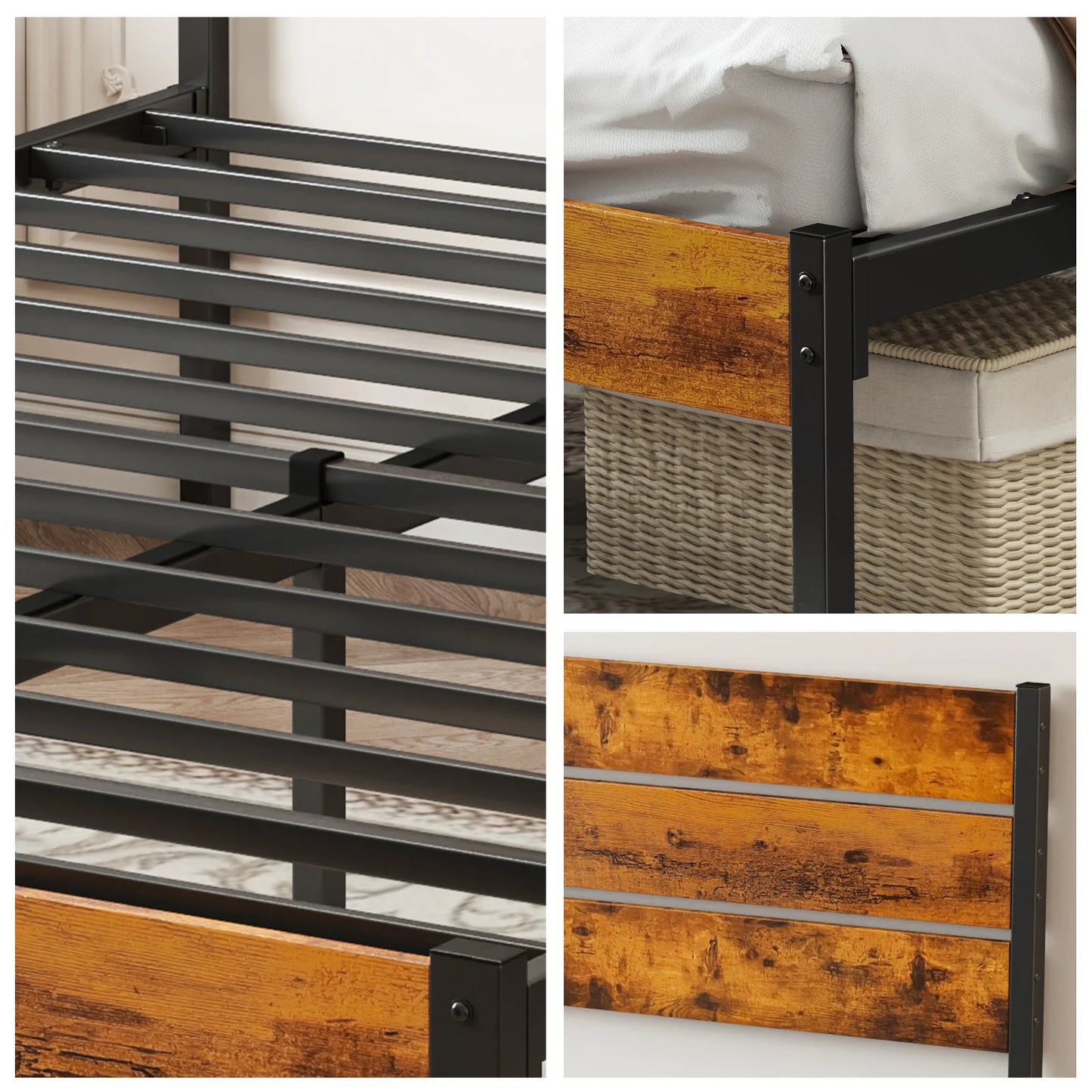 JHK 800 Lbs Platform Bed Frame With Headboard And Footboard