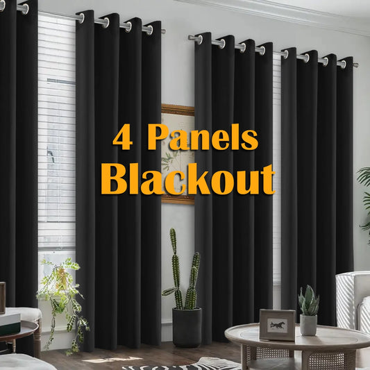 Blackout Curtains 4-Pack Heat Insulated for Bedroom and Living Room