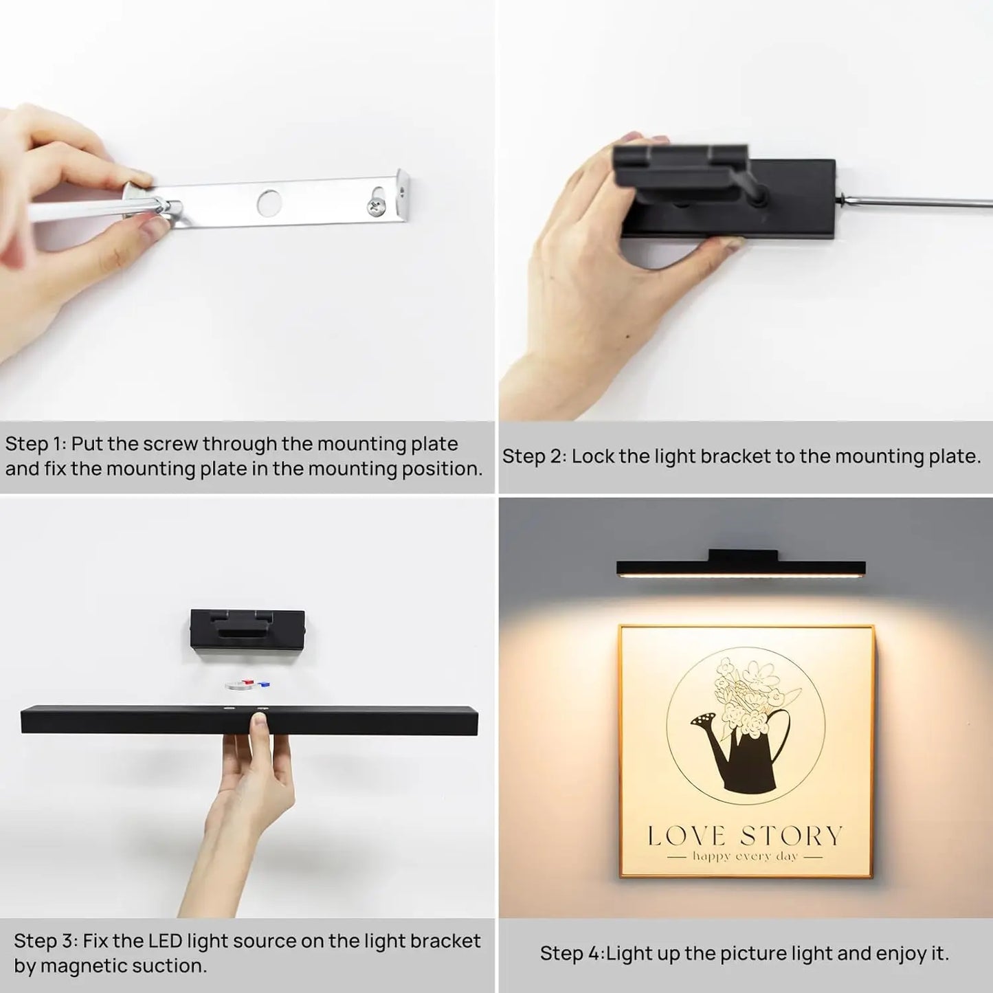 PRTILOUD Wireless Art Light For Paintings Dimmable With Remote
