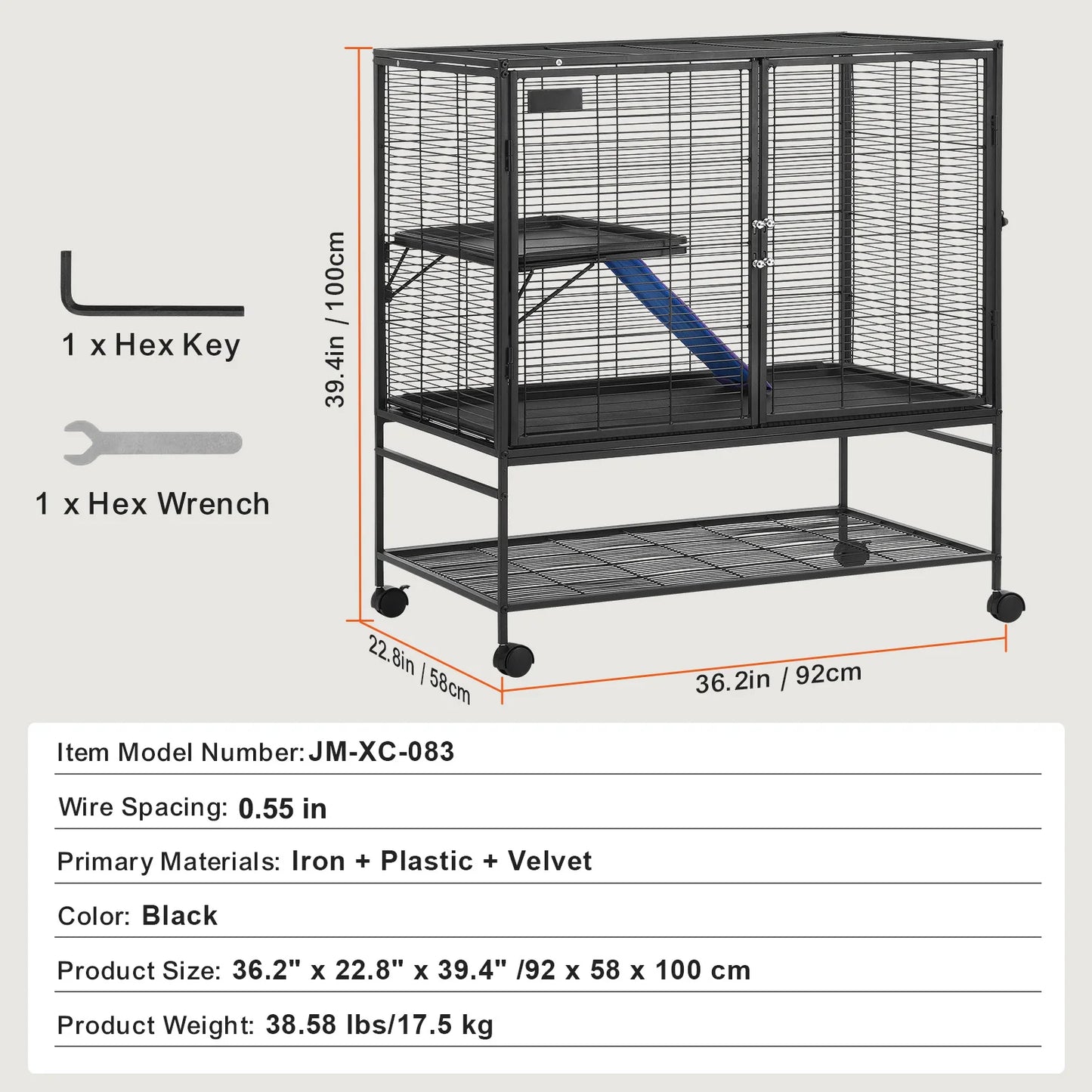 Rolling Metal Ferret Cage 4 Tier For Small Animals