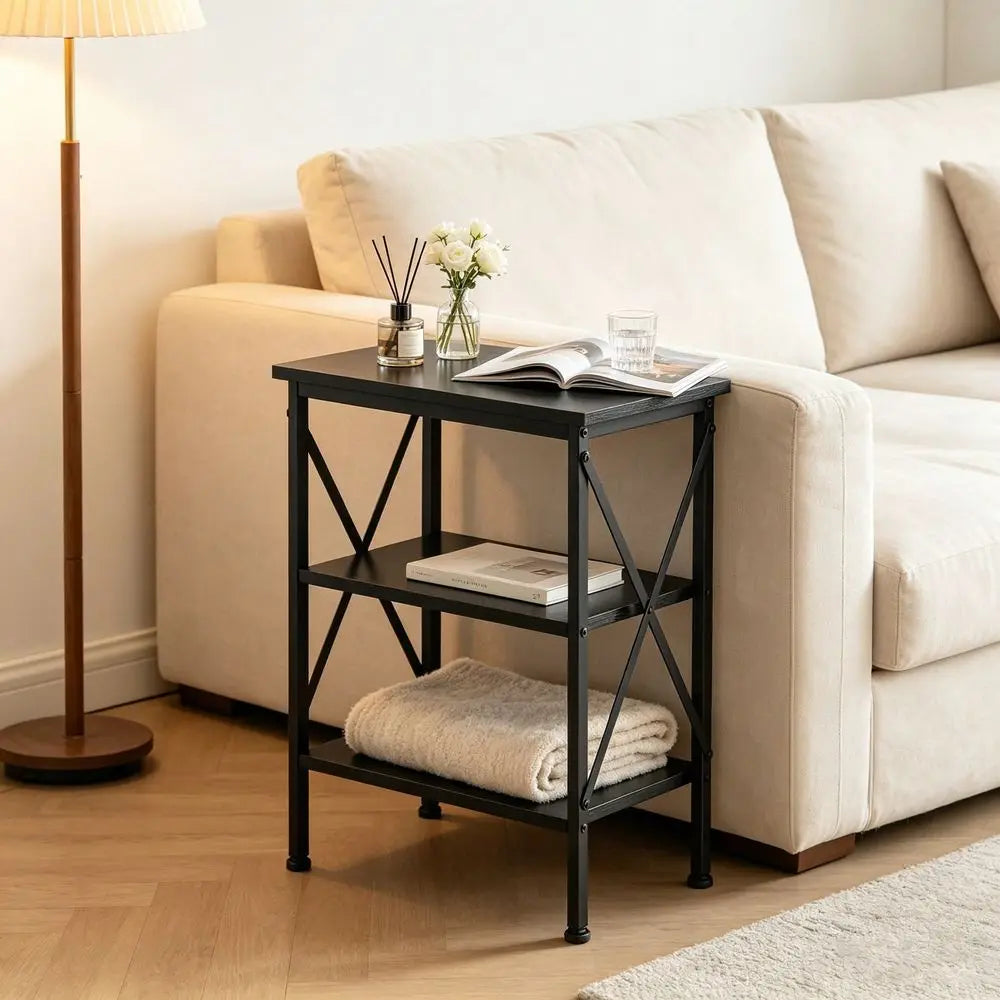 3 Tier End Table With Storage Shelves Bedroom Living Room