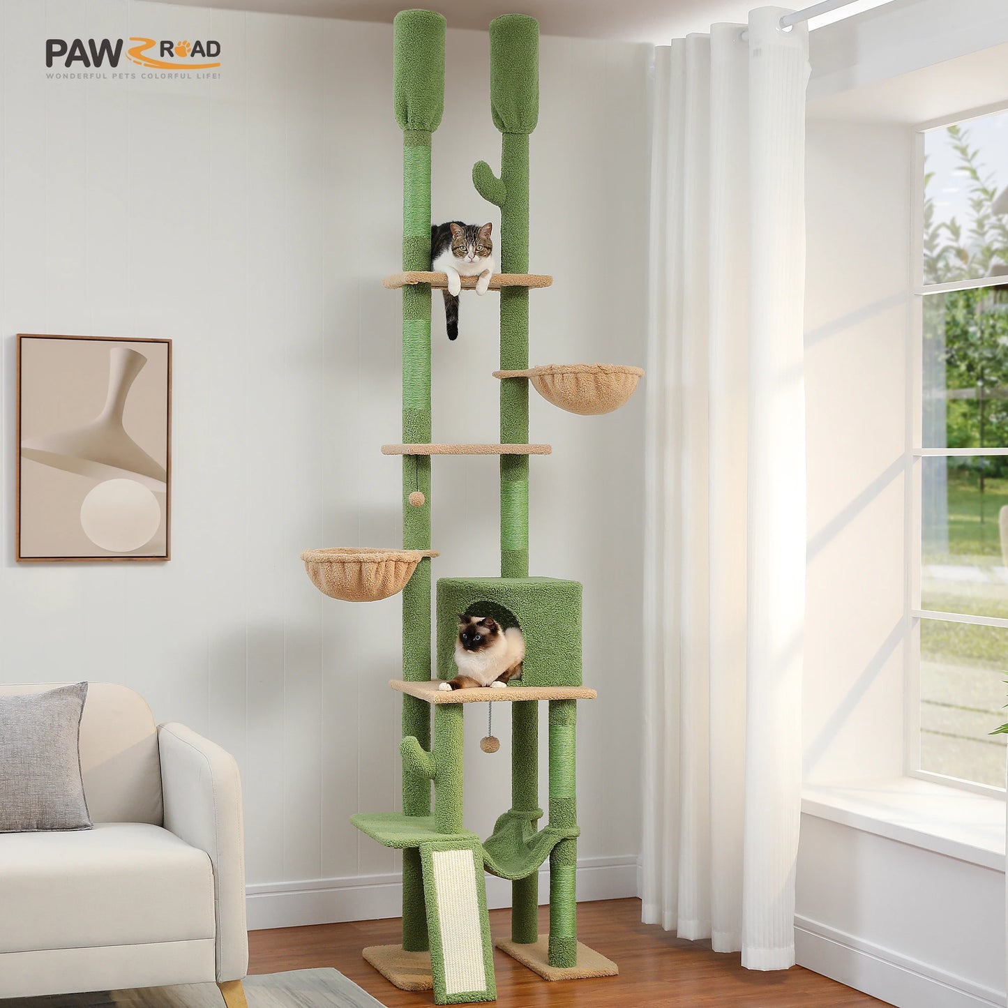 PAWZ Road Cactus Cat Tree With Scratching Posts And Condos
