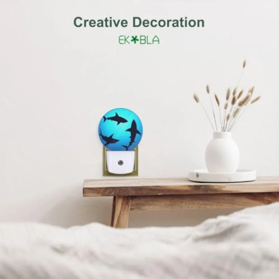 Floating Sharks Night Light With Dusk To Dawn Sensor