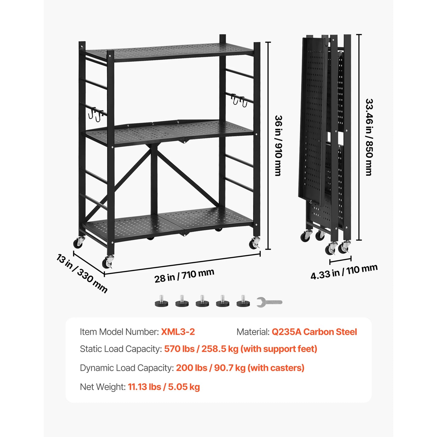 SucceBuy 6 Tier Foldable Storage Shelf With Wheels For Garage