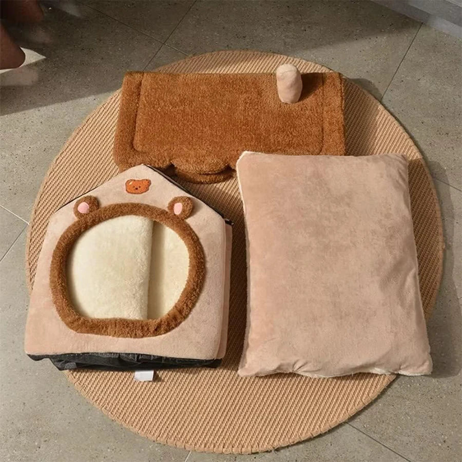 Foldable Pet House Removable Washable Cat Bed for Small Pets