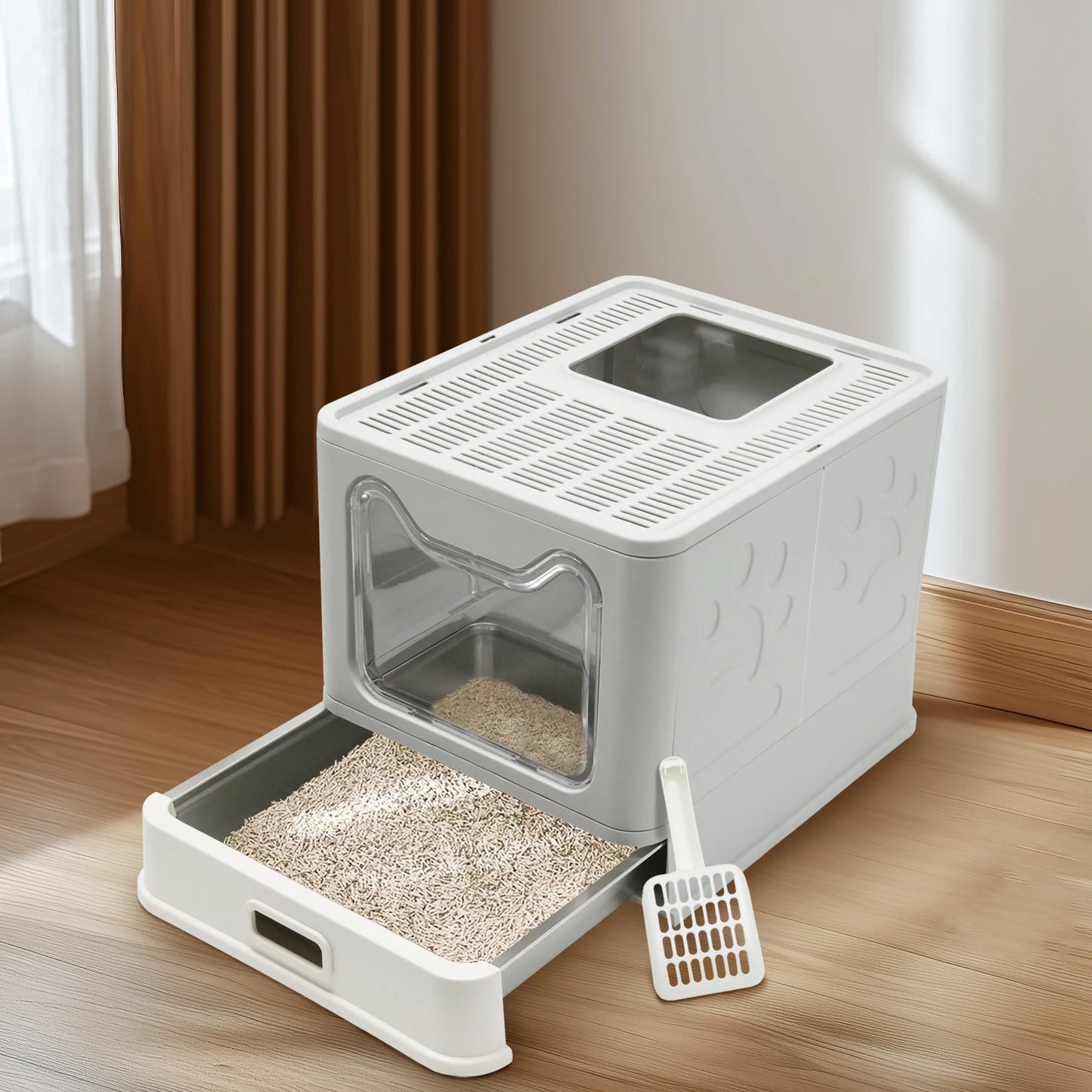 Large Enclosed Cat Litter Box With Lid And High Sides