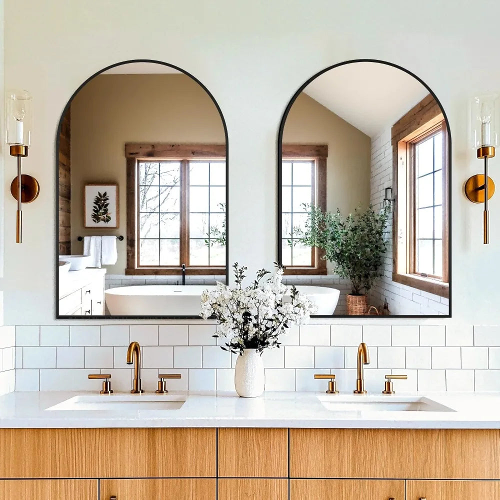 Wall Mirror With Metal Frame For Over Sink Living Room