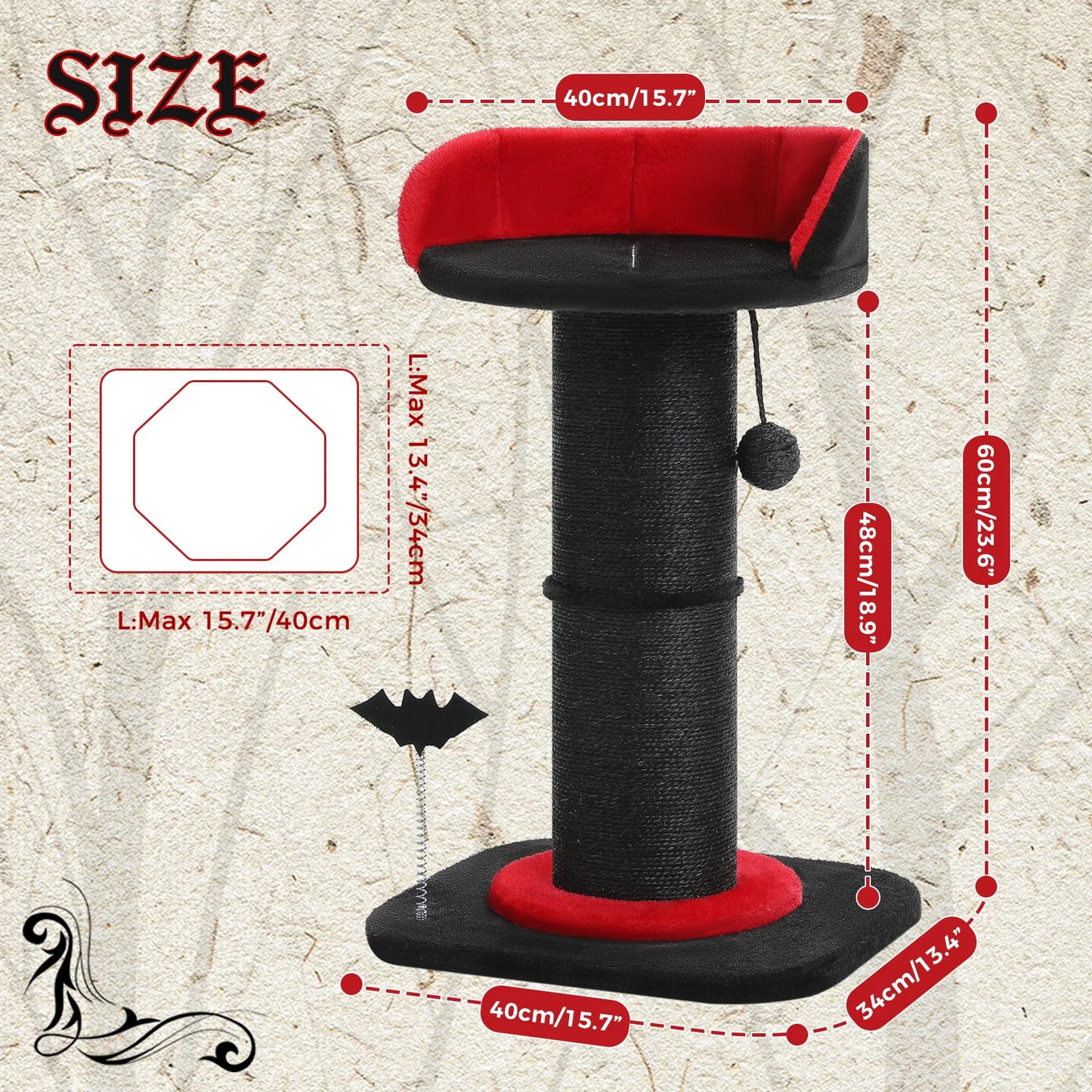 PAWZ Road Large Cat Scratching Post Indoor Gothic Cat Tree