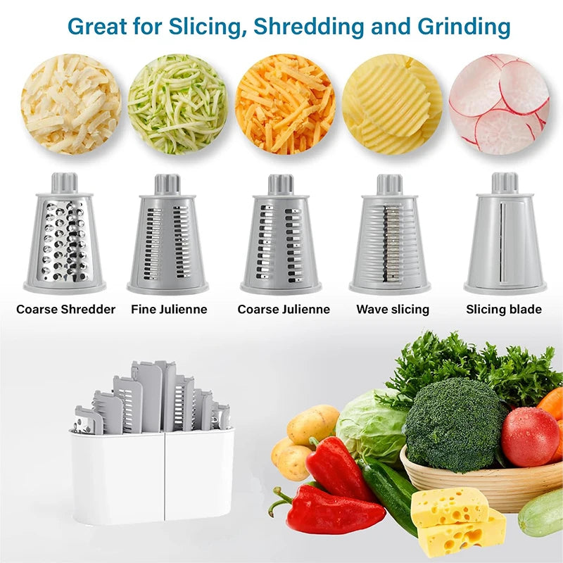 LMETJMA Rotary Cheese Grater And Vegetable Slicer