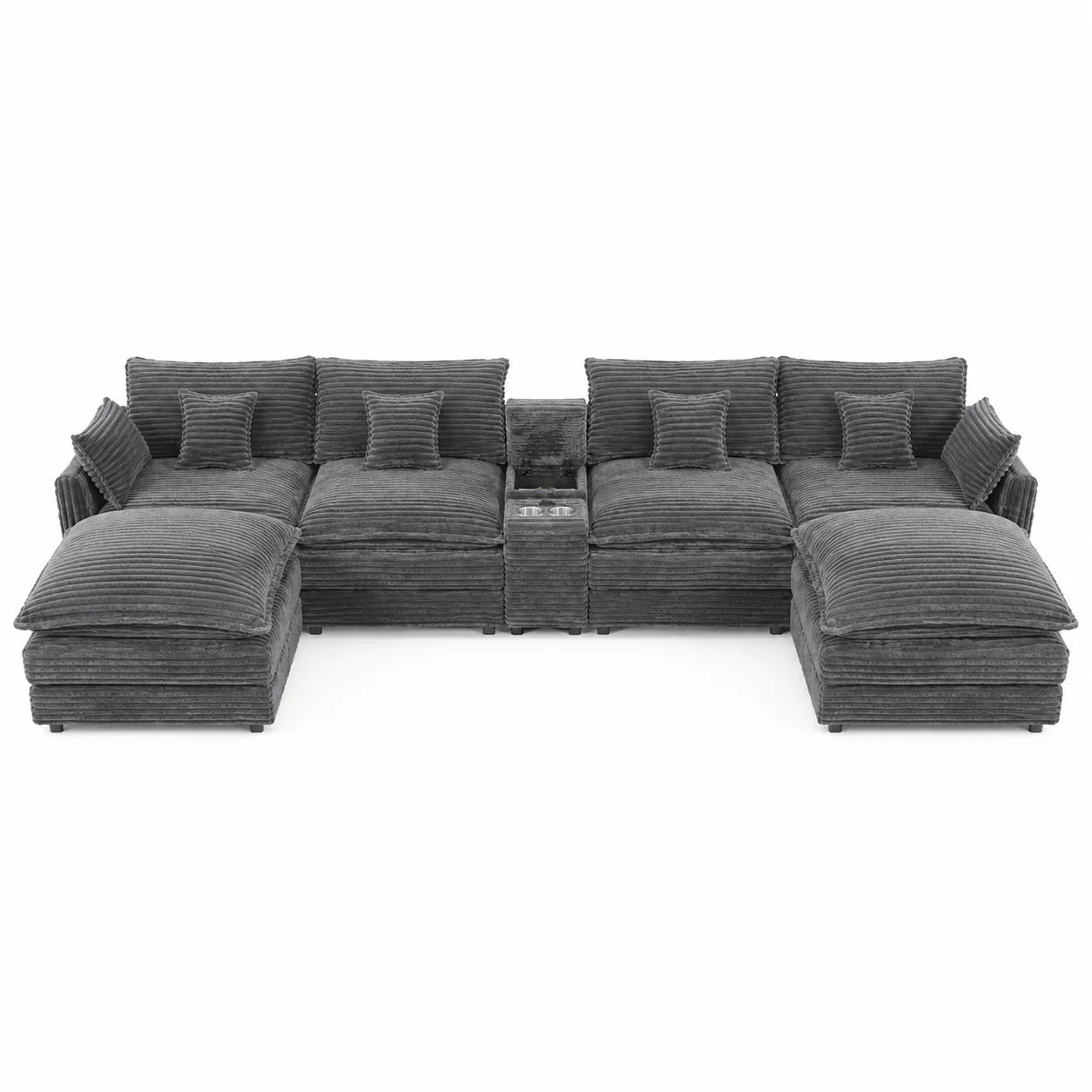 7-Piece U Shaped Modular Sofa Set With Console Coffee Table