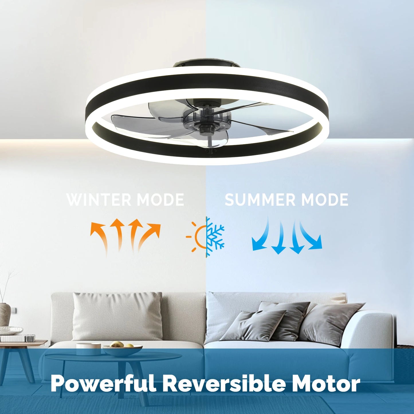 Orison Flush Mount Low Profile LED Ceiling Fan With Remote