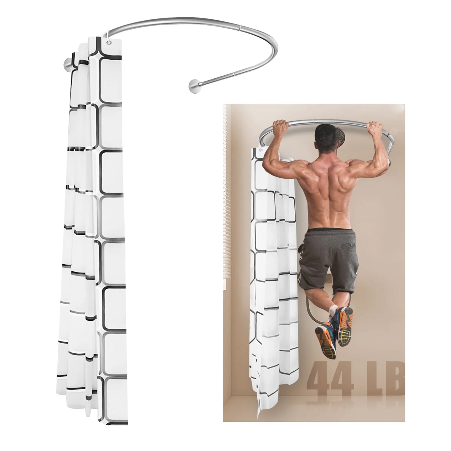 No Drilling L Shape Shower Curtain Rod Rustproof Stainless Steel
