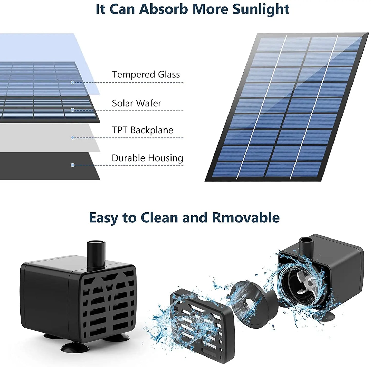 Solar Fountain Pump Kit For Pond With 6 Nozzles Outdoor