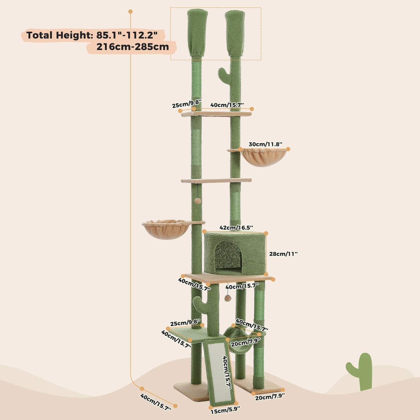 PAWZ Road Cactus Cat Tree With Scratching Posts And Condos