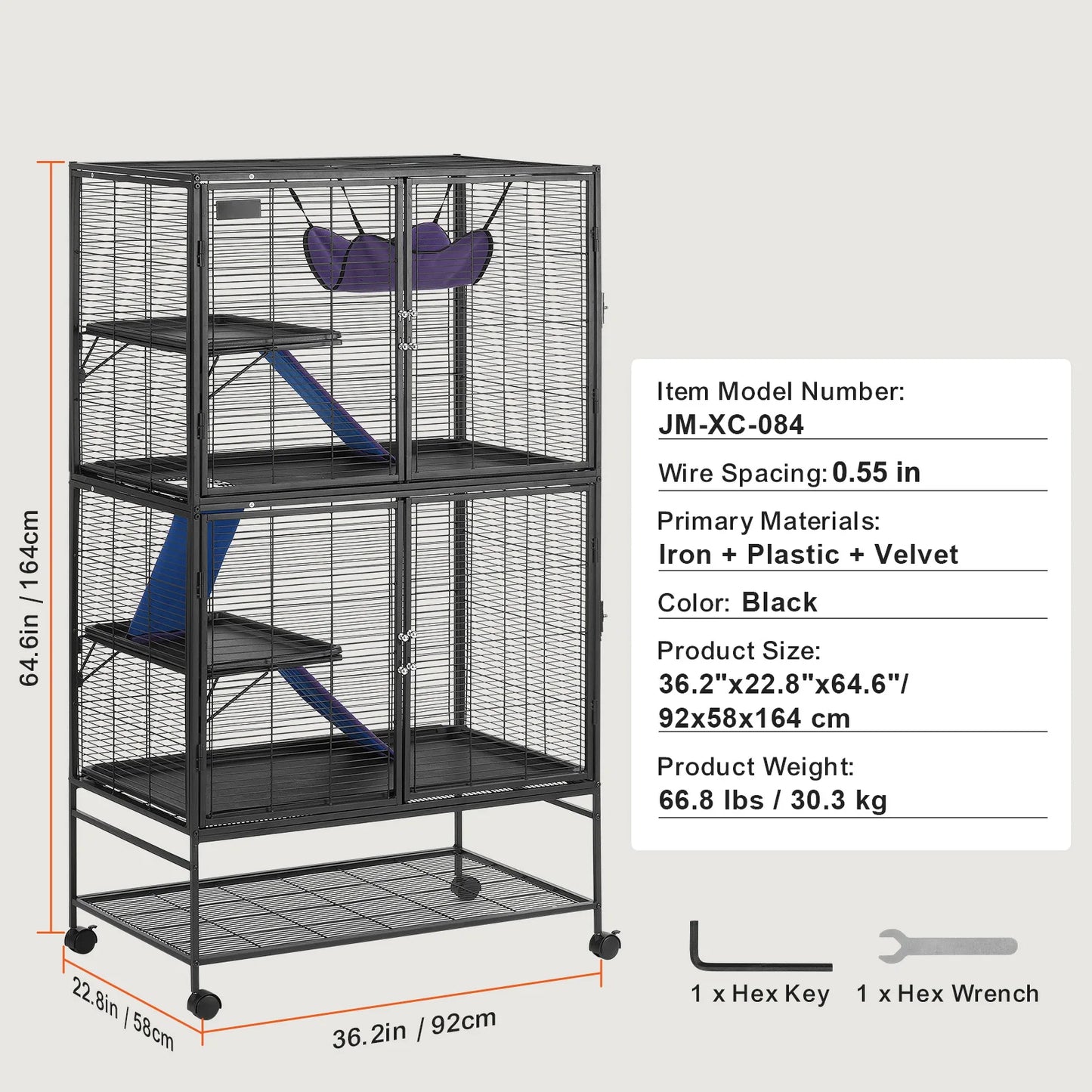 Rolling Ferret Cage 4 Tier Metal Cage For Rats Hamsters
